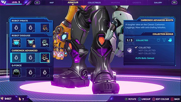 The boots are a reward for completing A Grunthor Named Sue round of the Bronze Cup - Ratchet & Clank Rift Apart: Scarstu Debris Field - collectibles, list, map - Secrets and Collectibles - Ratchet & Clank Rift Apart Guide