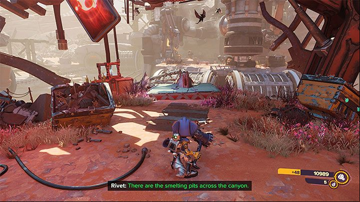 The gold bolt can be obtained while riding the rails located in the center of the map - Ratchet & Clank Rift Apart: Torren IV - collectibles, list of all, map - Secrets and Collectibles - Ratchet & Clank Rift Apart Guide