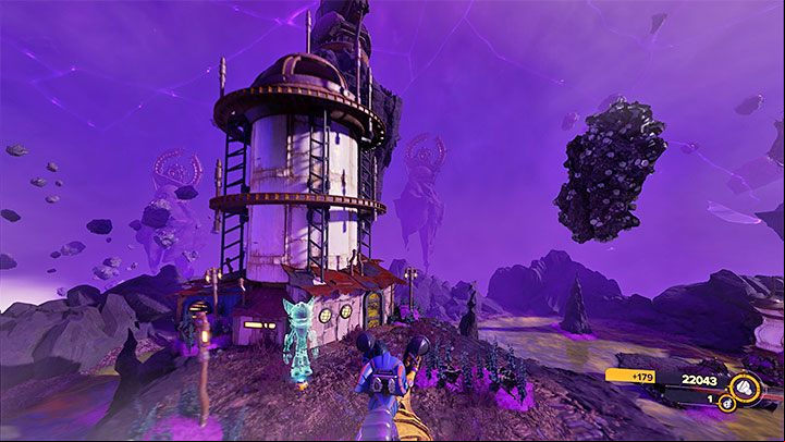 Once you are transported to the new dimension, find the nest of speetles, then hit it, mount a speetle and use it to travel around the area - Ratchet & Clank Rift Apart: Torren IV - collectibles, list of all, map - Secrets and Collectibles - Ratchet & Clank Rift Apart Guide