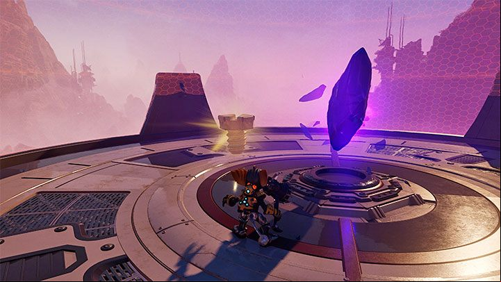 You will be transported to the surface - hot planet dimension, and you will find yourself inside an area surrounded by a force field - Ratchet & Clank Rift Apart: Cordelion - list of all collectibles, map - Secrets and Collectibles - Ratchet & Clank Rift Apart Guide
