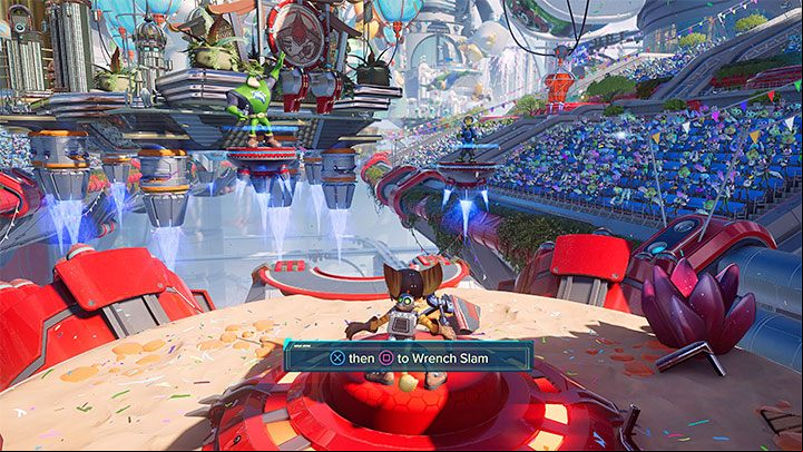 Keep following the linear path - Ratchet & Clank Rift Apart: Parade - walkthrough - Prologue - Corson V - Ratchet & Clank Rift Apart Guide