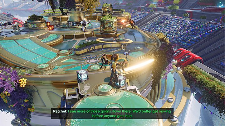 After landing on a small beach, be ready to fight more enemies - Ratchet & Clank Rift Apart: Parade - walkthrough - Prologue - Corson V - Ratchet & Clank Rift Apart Guide