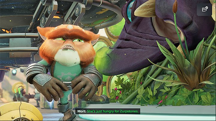 After returning to the Gelatonium Factory on Sargasso, talk to one of the Morts - Ratchet & Clank Rift Apart: Return to Sargasso, Trudi - walkthrough - Sargasso - Ratchet & Clank Rift Apart Guide