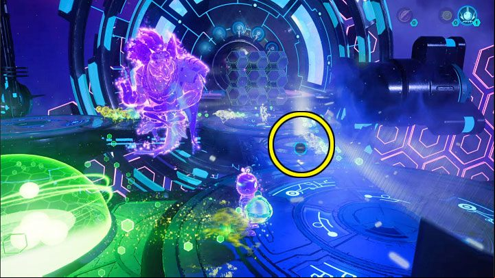 Finally, place the heavy sphere in the slot nearby that is shown in the picture - Ratchet & Clank Rift Apart: Clank, Blizar Prime - puzzle guide, list - The riddles of Clank and Kit - Ratchet & Clank Rift Apart Guide