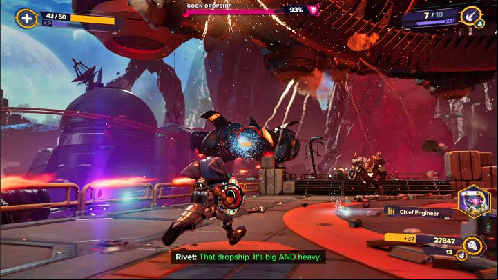 As for the Goon Dropship itself, avoid its laser attacks at all costs - Ratchet & Clank Rift Apart: Goon Dropship, Blizar Prime - how to defeat? - Bosses - Ratchet & Clank Rift Apart Guide