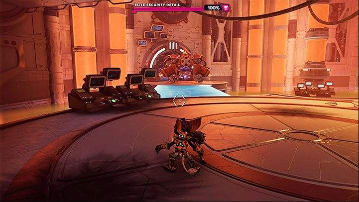 Elite Security Detail will the battle after some time - Ratchet & Clank Rift Apart: Elite Security Detail, Cordelion - how to defeat? - Bosses - Ratchet & Clank Rift Apart Guide