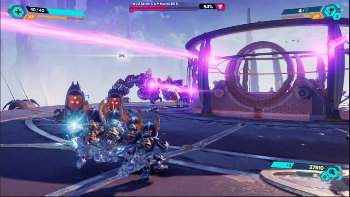 Expect that later in the fight, regular enemies may also start appearing on the archive roof - Ratchet & Clank Rift Apart: Invasion Commanders, Savali - how to defeat? - Bosses - Ratchet & Clank Rift Apart Guide