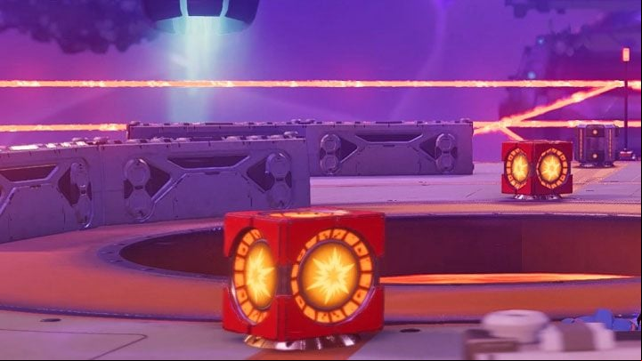During battles, watch out for explosive crates that the boss can detonate with his attacks - Ratchet & Clank Rift Apart: Meet Ratchet in Gastropub - walkthrough - Scarst debris cloud - back - Ratchet & Clank Rift Apart Guide