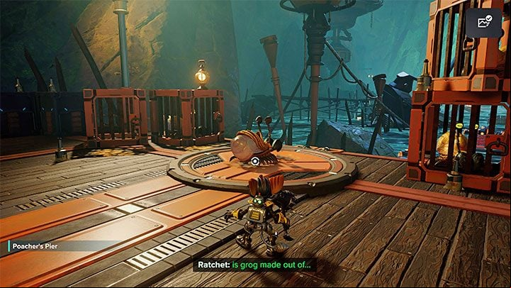 Keep jumping to the next islands and avoid with the water - there are carnivorous fish swimming around - Ratchet & Clank Rift Apart: Pirate Trials - walkthrough - Ardolis - Ratchet & Clank Rift Apart Guide