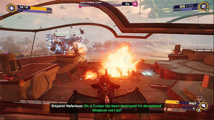 Look for Nefarious ships, specifically those that shoot large beams at Sargasso - Ratchet & Clank Rift Apart: Destroy Nefarious ships - walkthrough - Return to Sargasso - Ratchet & Clank Rift Apart Guide