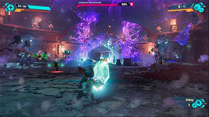An Undead Grunthor will appear - Ratchet & Clank Rift Apart: Reaching the anomalies in the catacombs - walkthrough - Savali - return - Ratchet & Clank Rift Apart Guide