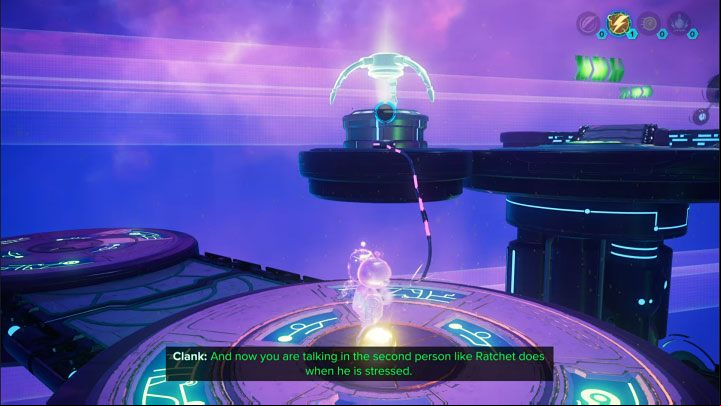 Start by doing a double jump over the chasm to land on the shelf with the Electric Sphere - Ratchet & Clank Rift Apart: Reaching the anomalies in the catacombs - walkthrough - Savali - return - Ratchet & Clank Rift Apart Guide