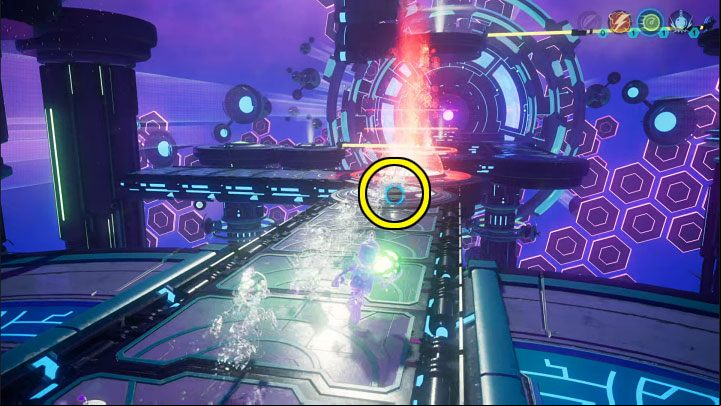 Turn 180 degrees and pull the electric sphere you just used towards you - Ratchet & Clank Rift Apart: Reaching the anomalies in the catacombs - walkthrough - Savali - return - Ratchet & Clank Rift Apart Guide