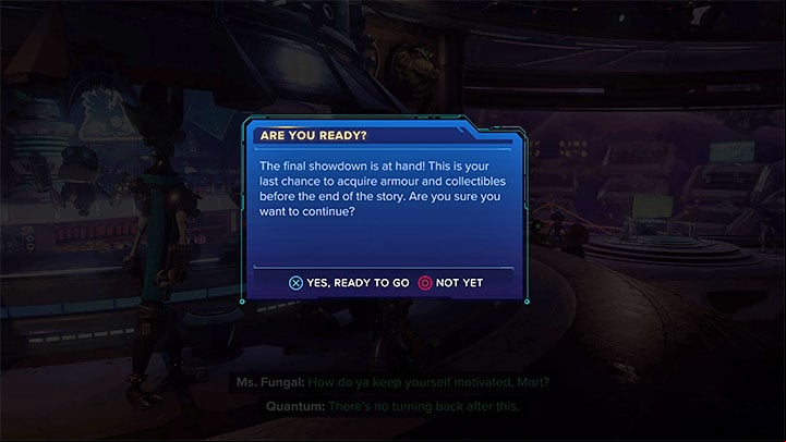 The game will ask you to confirm the start of the campaign finale - Ratchet & Clank Rift Apart: Begin the finale and defeat the final boss - walkthrough - Final confrontation - Ratchet & Clank Rift Apart Guide