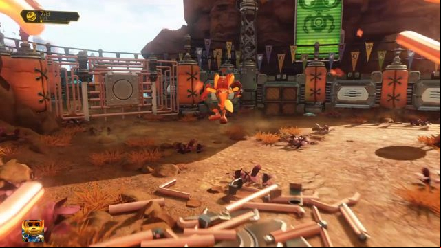 Behind the gate on the left side you will collect your very first Holocard. - Ratchet & Clank: Planet Veldin - Walkthrough - Walkthrough - Ratchet and Clank Game Guide & Walkthrough