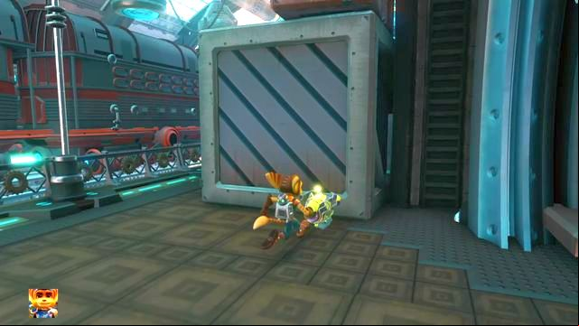 Climb up this box to reach the Gold Bolt. - Ratchet & Clank: Planet Kerwan - Walkthrough - Walkthrough - Ratchet and Clank Game Guide & Walkthrough