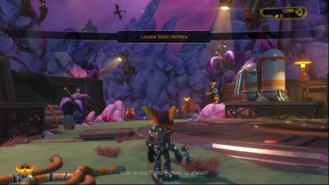Skidd is located directly in front of the starting location. - Ratchet & Clank: Planet Aridia - Walkthrough - Walkthrough - Ratchet and Clank Game Guide & Walkthrough