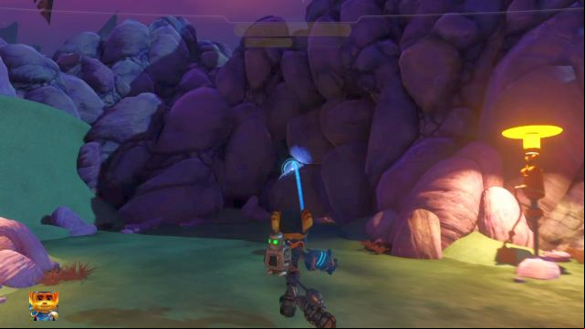 A wall blocking the secret age to the Gold Bolt. - Ratchet & Clank: Planet Aridia - Walkthrough - Walkthrough - Ratchet and Clank Game Guide & Walkthrough