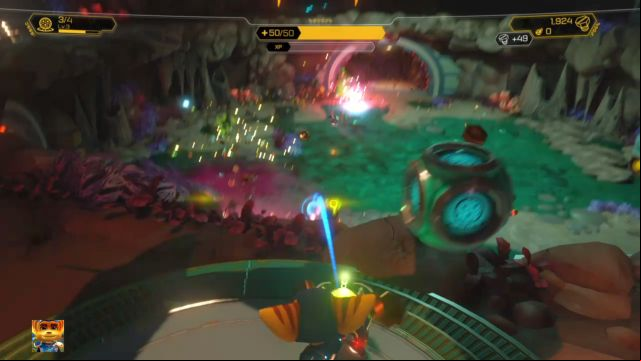 Attack the enemies while standing on the elevation. - Ratchet & Clank: Planet Rilgar - Walkthrough - Walkthrough - Ratchet and Clank Game Guide & Walkthrough