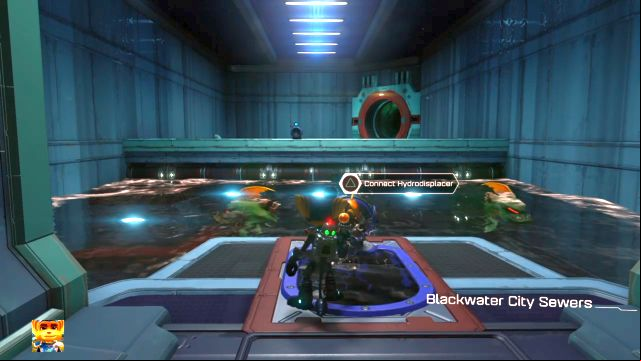 Use the gadget to get rid of the sharks. - Ratchet & Clank: Planet Rilgar - Walkthrough - Walkthrough - Ratchet and Clank Game Guide & Walkthrough