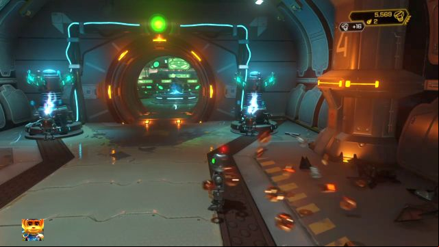 Setting up two Powerbots like that will allow you to continue your march. - Ratchet & Clank: Planet Nebula G34 - Walkthrough - Walkthrough - Ratchet and Clank Game Guide & Walkthrough