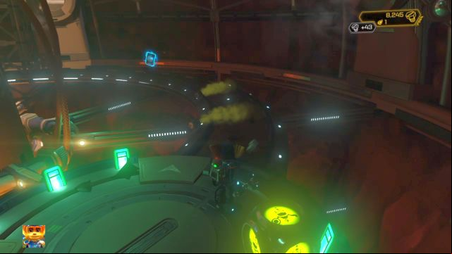 A holocard located at the end of a narrow footbridge. - Ratchet & Clank: Planet Nebula G34 - Walkthrough - Walkthrough - Ratchet and Clank Game Guide & Walkthrough