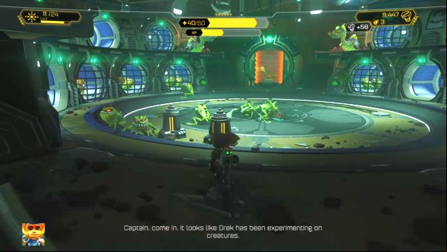 There will be numerous enemies at the arena. - Ratchet & Clank: Planet Nebula G34 - Walkthrough - Walkthrough - Ratchet and Clank Game Guide & Walkthrough