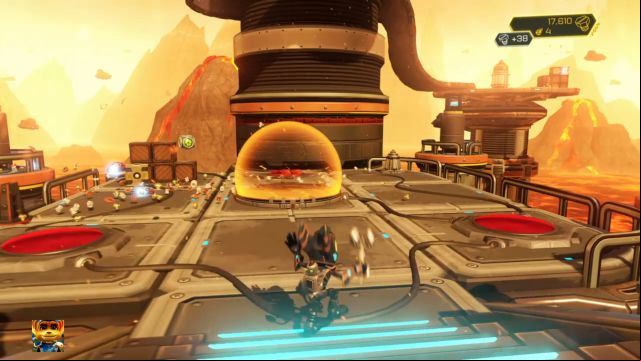 You must stand on all three red buttons if you want to disable the barrier. - Ratchet & Clank: Planet Gaspar - Walkthrough - Walkthrough - Ratchet and Clank Game Guide & Walkthrough