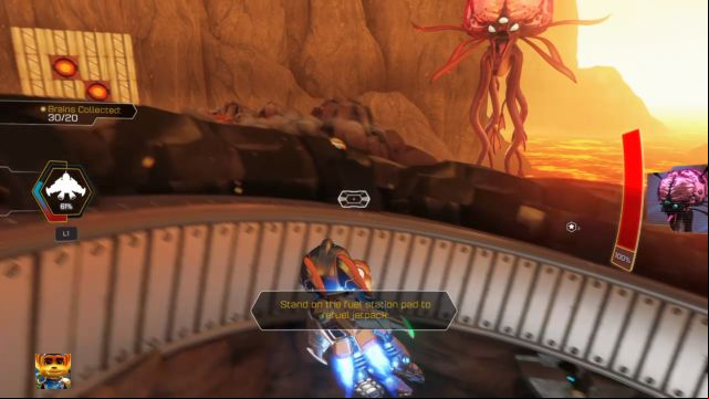 After emerging from the cave you will encounter the flying monster. - Ratchet & Clank: Planet Gaspar - Walkthrough - Walkthrough - Ratchet and Clank Game Guide & Walkthrough
