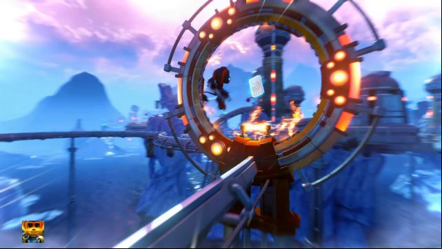 A holocard can be found on the rail. - Ratchet & Clank: Planet Batalia - Walkthrough - Walkthrough - Ratchet and Clank Game Guide & Walkthrough