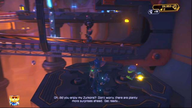 Jump onto the conveyor belt with inactive robots. - Ratchet & Clank: Planet Quartu - Walkthrough - Walkthrough - Ratchet and Clank Game Guide & Walkthrough
