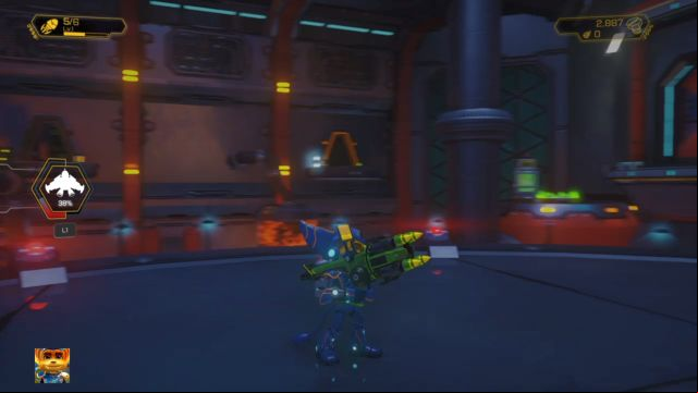 The entrance to the room with the Gold Bolt can be seen in the distance. - Ratchet & Clank: Planet Quartu - Walkthrough - Walkthrough - Ratchet and Clank Game Guide & Walkthrough