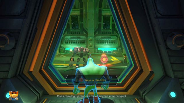 You must wave at the enemy so that he opens the age. - Ratchet & Clank: Deplanetiser, revisit - Walkthrough - Walkthrough - Ratchet and Clank Game Guide & Walkthrough