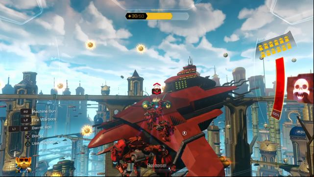 ... and hurl them at the enemy warship to deal some damage to it. - Ratchet & Clank: Kerwan warship - boss, how to beat? - Bosses - Ratchet and Clank Game Guide & Walkthrough