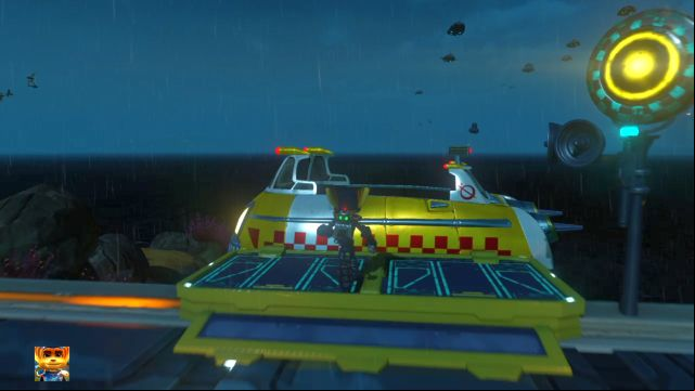 Use the taxi to get to the upper level of the building. - Ratchet & Clank: RYNO holocards - list - Collectibles - Ratchet and Clank Game Guide & Walkthrough