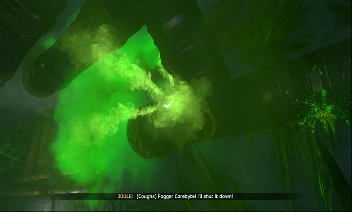 Fogger Corebyte cannot change his location, but his gas spreads throughout a large distance - Mission 9: Altitude Adjustment | Walkthrough - Walkthrough - ReCore Game Guide
