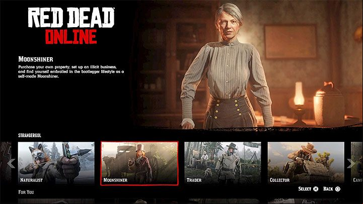 This role is unlike the other ones, because it cant be unlocked right away simply by spending Gold Bars - Red Dead Online: Roles - bounty hunter, naturalist, trader, collector, moonshiner - World Atlas - Red Dead Online Guide