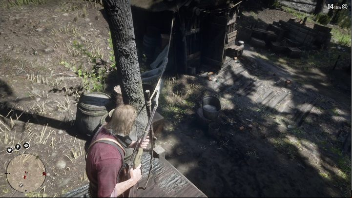 Usually, the cabin is empty, but it is possible to encounter an old lady with a bunch of dogs - Red Dead Redemption 2: Mended Treasure Map - how to get the treasure? - Treasure Maps - Red Dead Redemption 2 Guide