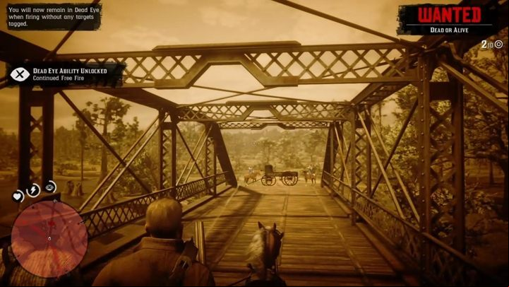 On the bridge, rotate the camera to see the road in front of you - Red Dead Redemption 2: Urban Pleasures - walkthrough - Chapter 4 - Shady Belle - Red Dead Redemption 2 Guide