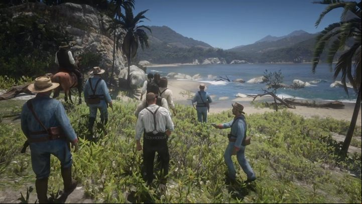 Youll be handcuffed - continue going straight ahead to complete the optional Gold Medal task - Red Dead Redemption 2: Welcome to the New World - walkthrough - Chapter 5 - Guarma - Red Dead Redemption 2 Guide