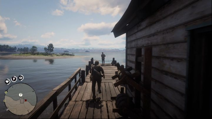Talk to an angler Jeremy Gill, who is fishing from the small pier - Red Dead Redemption 2: Legendary fish - how to catch? - Legendary fish - Red Dead Redemption 2 Guide