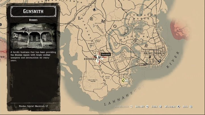 You can rob the gunsmith in Rhodes - Red Dead Redemption 2: Store robbery - walkthrough, map - Side quests - Red Dead Redemption 2 Guide