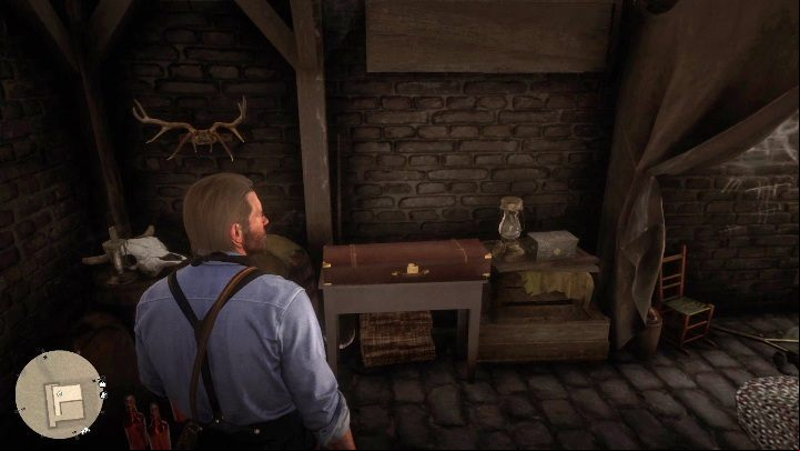 The basement has a locker with a weapon and a box with money - Red Dead Redemption 2: Store robbery - walkthrough, map - Side quests - Red Dead Redemption 2 Guide
