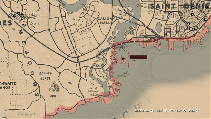 Broken Pirate Sword is on the island south of Saint Denis - Red Dead Redemption 2: Unique items - maps, locations, tips - Secrets and collectibles - Red Dead Redemption 2 Guide
