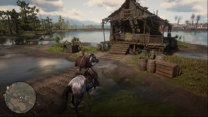 One of the cabins is on the swamps - move south by going from Caliga Hall - Red Dead Redemption 2: Hidden cabins - maps, rewards, tips - Secrets and collectibles - Red Dead Redemption 2 Guide