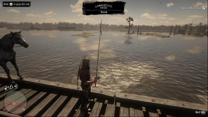 In this case, you can cast the rod only from the railway tracks - Red Dead Redemption 2: Legendary Sturgeon - maps, tips - Legendary fish - Red Dead Redemption 2 Guide