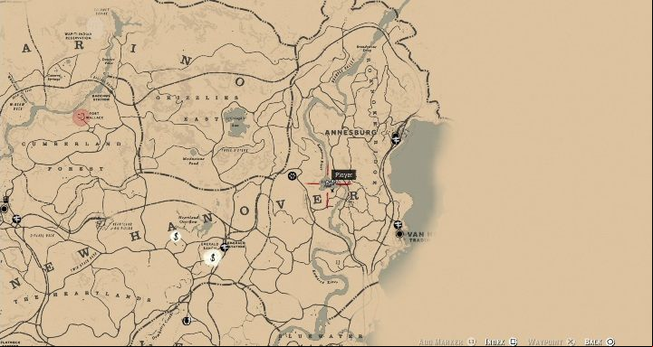 This legendary fish can be found south of Annesburg - Red Dead Redemption 2: Legendary Perch - maps, tips - Legendary fish - Red Dead Redemption 2 Guide