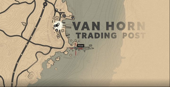 This legendary fish can be found in Van Horn, near the lighthouse - Red Dead Redemption 2: Legendary Muskie - maps, tips - Legendary fish - Red Dead Redemption 2 Guide