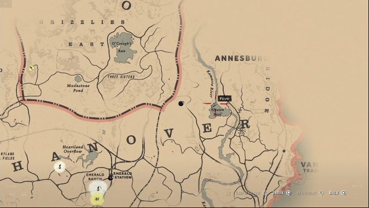 Once you have acquired all the maps, you can go to the Annesburg region - Red Dead Redemption 2: Gold bar - how to get, where to sell? - Exploring the game world - Red Dead Redemption 2 Guide