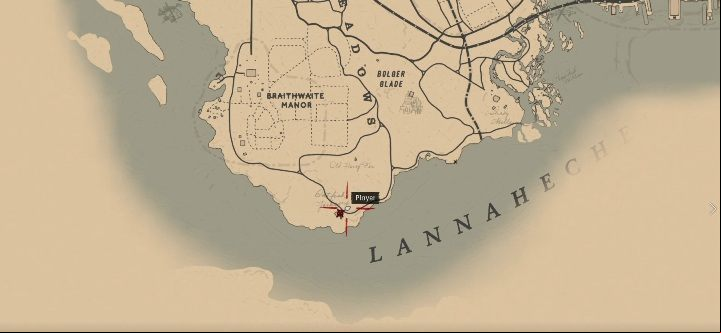 Farm Catfish Jacksons, you will find Braithwaite Manor, south of Rhodes - Red Dead Redemption 2: Homestead Stashes Treasure Map - all homesteads - Secrets and collectibles - Red Dead Redemption 2 Guide